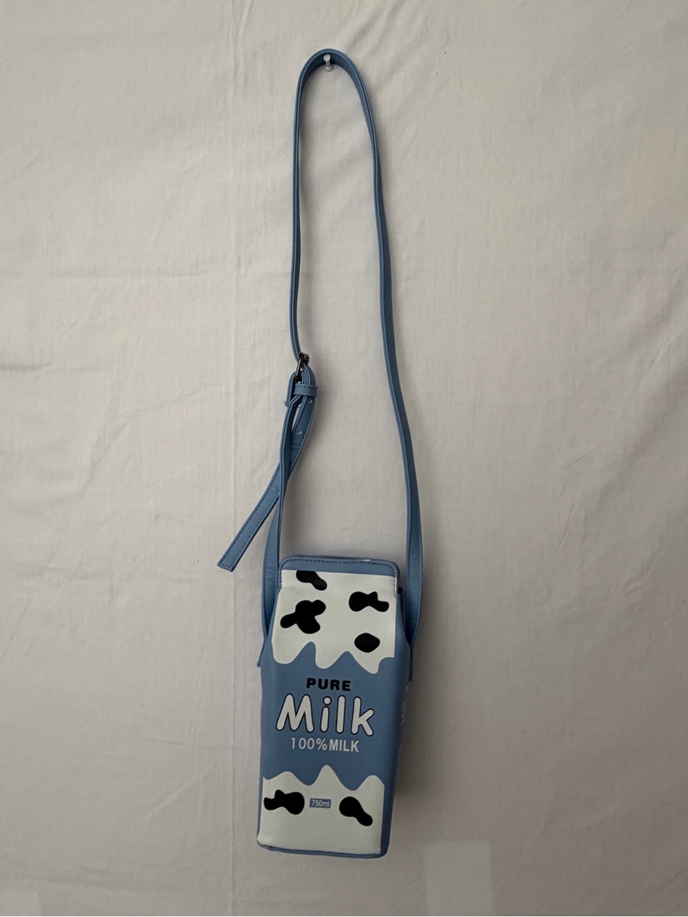 Pure Milk Carton Crossbody Bag Blue Cow Print Novelty Purse (F266) - Picture 2 of 14